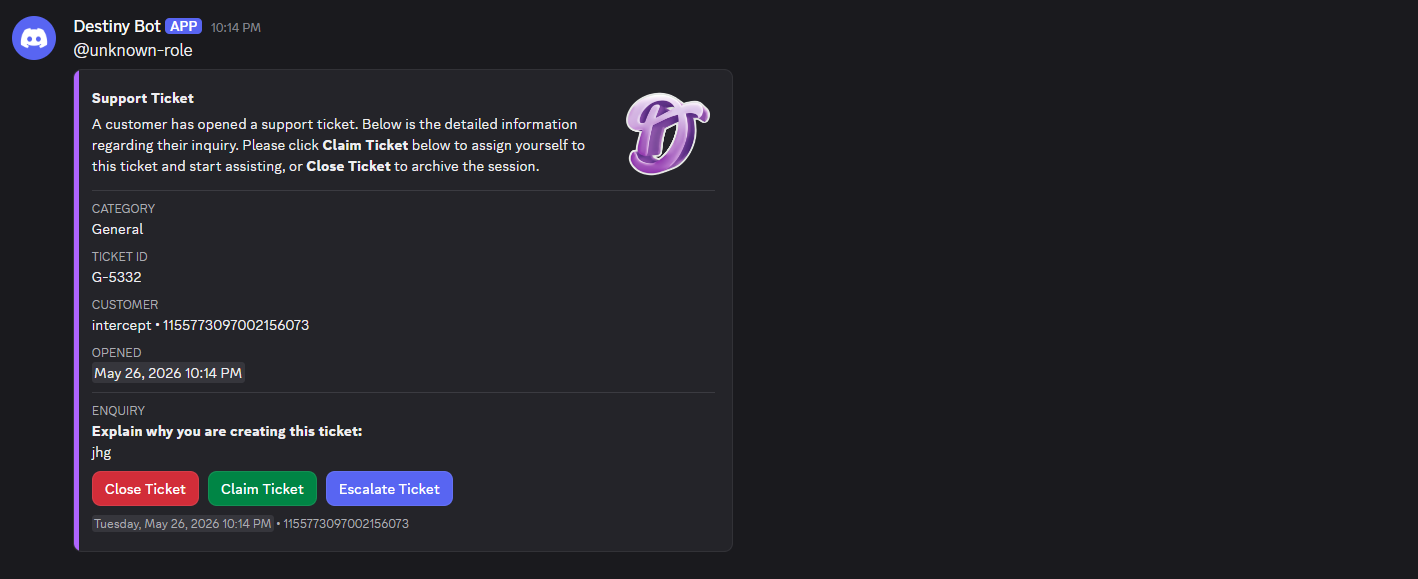 Destiny Ticket Bot preview 2
